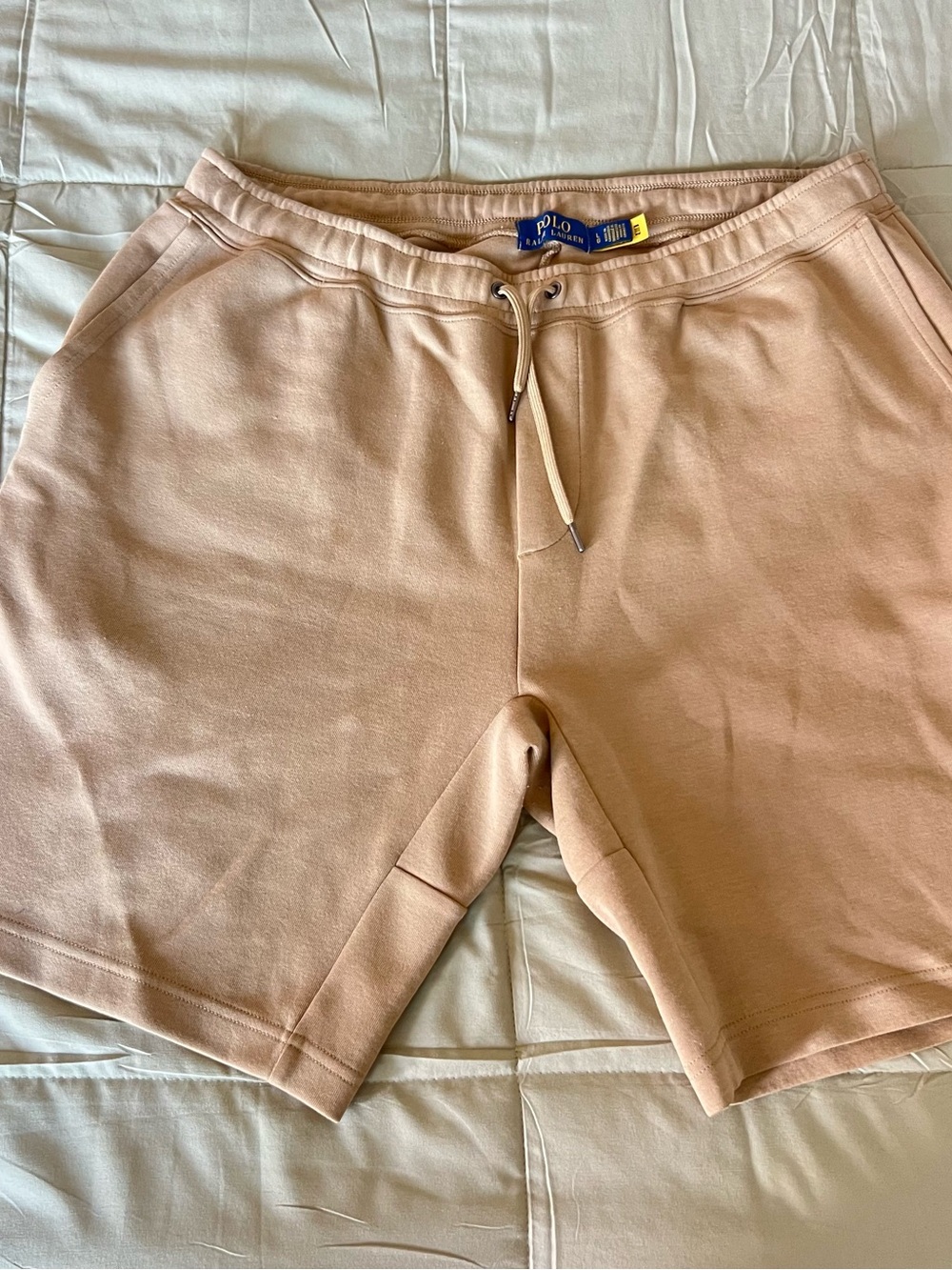 Polo by Ralph Lauren Men's Tan Drawstring Fleece Shorts Preppy